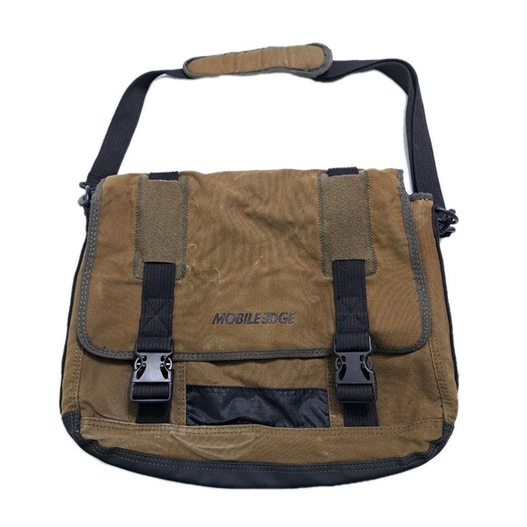 Mobile Edge Canvas Laptop Messenger Briefcase Crossbody Bag Brown School Carry - Picture 1 of 13